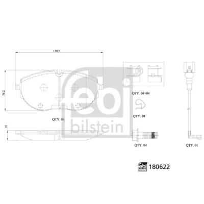 Abbildung von FEBI BILSTEIN 180622 Bremsbelagsatz VOLKSWAGEN: Transporter 6 Bus, 6, Multivan