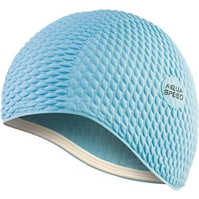 Abbildung von Aqua Speed Badehaube Damen Badekappe Mädchen Lange Haare Frauen Schwimmmütze Schwimmhaube Schwimmkappe wasserdicht Swimming Cap for Long Hair Latex hellblau 02 Bombastic