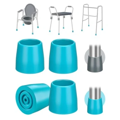 Abbildung von supregear Stock Tipps (4er Pack), 28 mm Hochleistungs Gummi Ersatzspitzen für Rollatoren, Kommoden, Duschstühle, Stöcke, Gehstöcke Rutschfeste Kappen, Blau