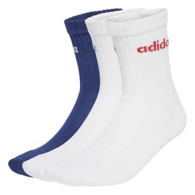 Abbildung von adidas Unisex Linear Crew Cushioned Socks 3 Pairs, Dark Blue/White/White, 8.5 10