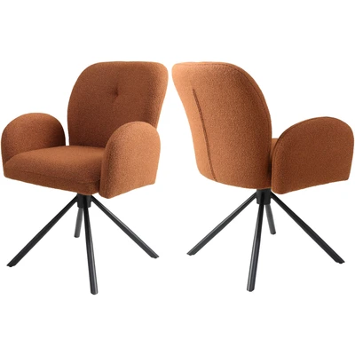 Abbildung von TOM TAILOR HOME Armlehnstuhl »PEBBLE ARMCHAIR«, (Set), 2 St., Webstoff Bouclé, Esszimmerstuhl, mit Armlehnen, 4 Fußgestell, 140 kg belastbar, drehbar