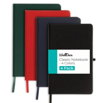 Abbildung von WallDeca Notizbuch A5 Liniert (4’er Pack) Hardcover mit 240 Seiten 80 g/m² Ideal als Bullet Journal, Haushaltbuch oder Tagebuch Für Studium, Büro und Zuhause