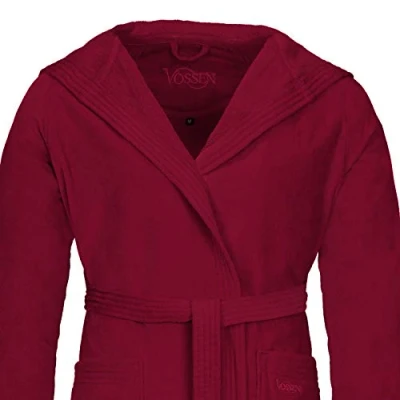 Abbildung von Vossen Bademäntel unisex Kurzmantel mit Kapuze Texas rubin 390 XL