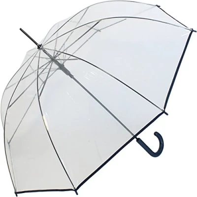 Abbildung von Regenschirm durchsichtig transparent mit Einfassband Griff Navy
