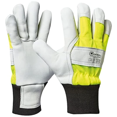 Abbildung von Gebol Worker Pro Thermo Comfort Arbeitshandschuhe aus Leder mit kälteisolierendem Futter für den Winter Wasserabweisende Schutzhandschuhe Herren Größe XXL (Gr 11) Gelb Schwarz Weiß 1 Paar