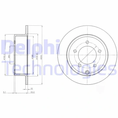 Abbildung von DELPHI BG4179 Bremsscheibe 262 10 5 voll geölt unbehandelt ohne Radlager, ABS Sensorring JEEP: Patriot, Compass, DODGE: Caliber, Avenger Saloon
