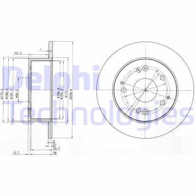 Abbildung von DELPHI BG3745 Bremsscheibe 260 10 5 voll geölt unbehandelt ohne Radlager, ABS Sensorring HONDA: Accord 6 Limousine