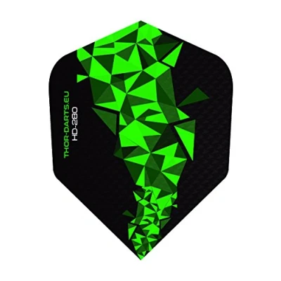 Abbildung von THOR Darts 5 Set (=15Flights) 150 micron extra strong Flights HD 280 F2 schwarz grün lange haltbar (150mic, vergleichbar Rhino+ oder Pentathlon HD150) (15)