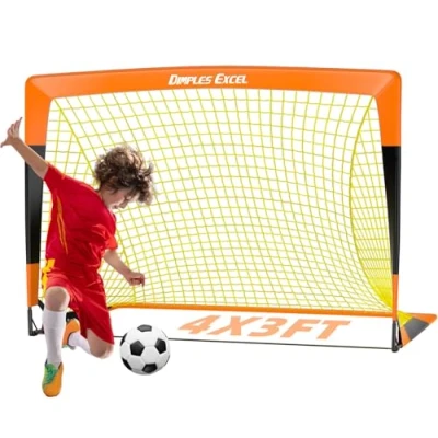 Abbildung von Dimples Excel Fußballtor Netz für Garten und Außenbereich Fußballtraining Fußballliebhaber (4&#039;x3&#039; Orange Schwarz)