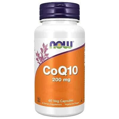 Abbildung von Now Foods, CoQ10 200mg, Coenym Q10, hochdosiert, 60 vegane Kapseln, Laborgeprüft, Glutenfrei, Vegetarisch, Sojafrei, ohne Gentechnik