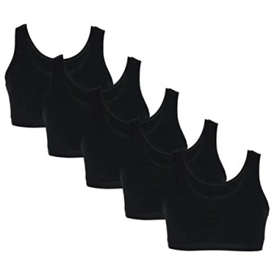 Abbildung von TupTam Mädchen Bustier mit Breiten Trägern 5er Pack, Farbe: Dunkelblau Blau Hellblau Grau Rosa, Größe: 146 152