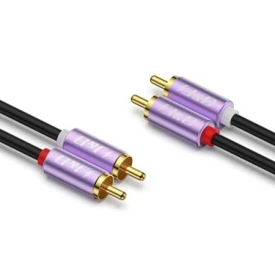 Abbildung von J&amp;D 2 RCA Männliche Audiokabel, Vergoldet Violett Hülle Robuste M/M Stereo Zusatzaudiokabel für Heimkino, HDTV, Verstärker, Hi Fi Systeme, Lautsprecher, 1.8 M