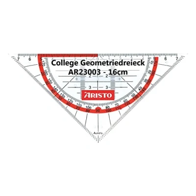 Abbildung von Aristo AR23003 College Geometriedreieck mit festem Griff (Hypotenuse 16 cm, Tuschenoppen und Facetten, Polystyrol) transparent