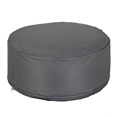 Abbildung von Relaxdays Aufblasbarer Hocker, Outdoor Pouf für Camping &amp; Garten, Sitzhocker rund, Sitzpouf, HxD: 26 x 56 cm, dunkelgrau, 1 Stück