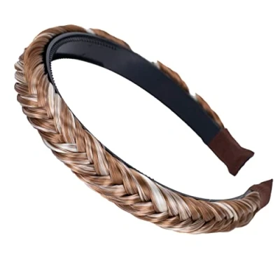 Abbildung von CAISHA Haarreifen Zopf Geflochten Haarteil Haarband Kopfschmuck Haarschmuck Dunkelblond Mix HHR10