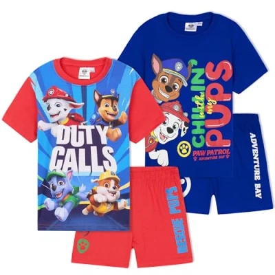 Abbildung von Get Trend Pyjama Jungen Schlafanzug Kinder Kurz 2er Set Weich und Bequem für den Sommer Geschenke Jungs (3 4 Jahre, Mehrfarbig Paw Patrol, 2)