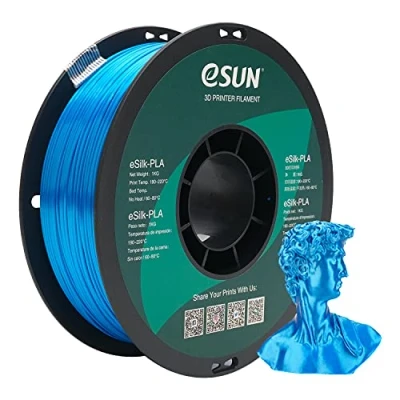 Abbildung von eSUN Seide PLA Filament 1.75mm, Seidig Glänzendes 3D Drucker PLA, Maßgenauigkeit +/ 0.05mm, 1kg Spule (2.2 LBS) Druck für Drucker, Cyan