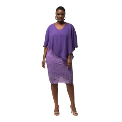 Abbildung von Ulla Popken Telle Manches 3/4 Cocktailkleid/festliches Kleid, Damen, Größe: 50/52, Blueberry