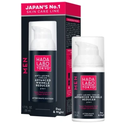 Abbildung von Hada Labo Tokyo Men Anti Aging Hyaluron Creme Advanced Wrinkle Reducer Day &amp; Night Kosmetik für Männer
