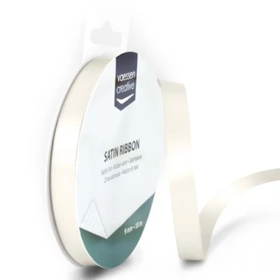 Abbildung von Vaessen Creative Satinband 9mmx10m Weiß Antik, Schleifenband, Dekoband, Bänder zum Basteln, Stoffbänder für Hochzeit, Taufe Und Geburtstagsgeschenke