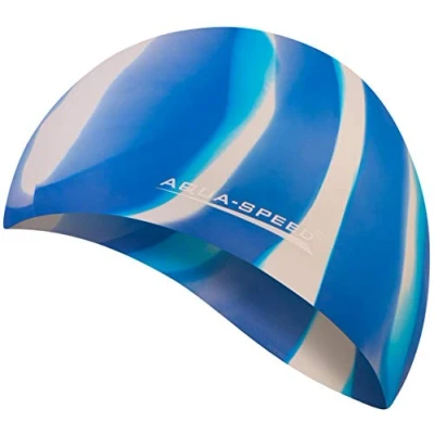 Abbildung von Aqua Speed Bunt Bunte Bademütze + Kleines Mikrofaserhandtuch Damen Herren Schwimmkappe wasserdichte für Kinder &amp; Erwachsene reißfeste Badehaube Schwimmhaube 52. / 55
