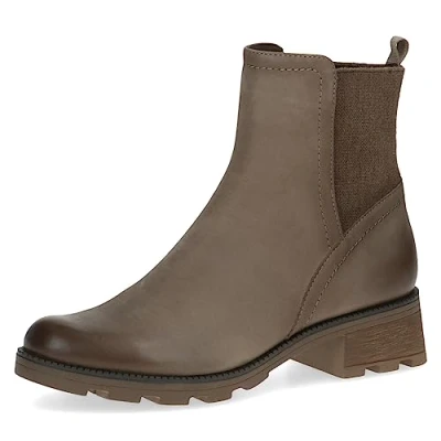 Abbildung von CAPRICE Damen Stiefeletten mit Absatz Airmotion aus Leder Blockabsatz Weite G, Braun (Mud Nubuc), 37.5 EU