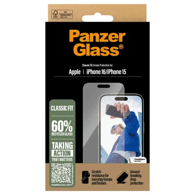 Abbildung von Apple iPhone 16 Panzerglas PanzerGlass Anti Bacterial Displayschutzfolie Antibakterieller Screen Protector für das