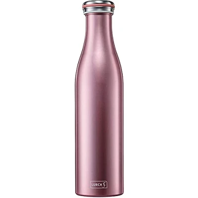 Abbildung von Lurch 240925 Isolierflasche / Thermoflasche für heiße und kalte Getränke aus Doppelwandigem Edelstahl 0,75l, rosegold, Roségold