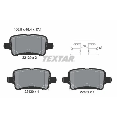 Abbildung von TEXTAR 2212901 Bremsbelagsatz mit akustischer Verschleißwarnung Zubehör OPEL: Astra K Sports Tourer, Hatchback, Ampera e