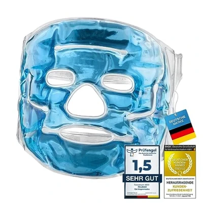 Abbildung von Feluna® Gel Gesichtsmaske Entspannungsmaske Wellnessmaske für Kältetherapie Gelmaske Kühlmaske Sonnenbrand &amp; Allergien Kühlbrille bei Migräne und Kopfschmerzen (Gesichtsmaske)