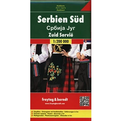 Abbildung von Serbien Süd, Autokarte 1:200.000: Citypläne, Ortsregister mit Postleitzahlen, Entfernungen in km