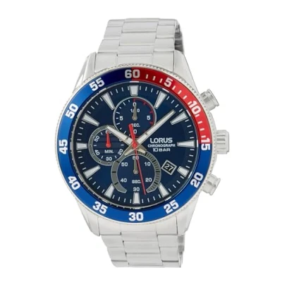 Abbildung von Lorus Herren Analog Quarz Uhr mit Metall Armband RM325JX9, Blau