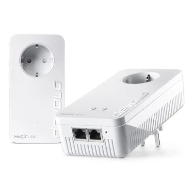 Abbildung von devolo Magic 2 WiFi next Starter Kit, WLAN Powerline Adapter, bis zu 2.400 Mbit/s, Mesh Steckdose, 2x Gigabit LAN Anschluss, dLAN 2.0, weiß