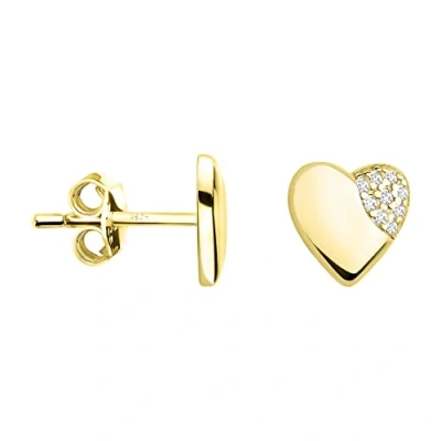 Abbildung von SOFIA MILANI Damen Ohrringe 925 Silber vergoldet/golden &amp; mit Zirkonia Steinen Herzen Ohrstecker E1563