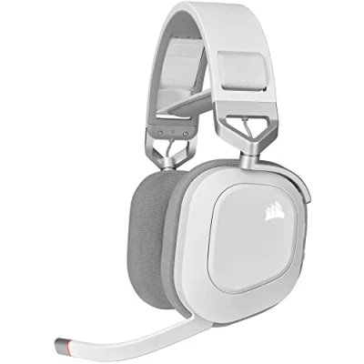 Abbildung von CORSAIR HS80 RGB WIRELESS Multiplattform Gaming Headset Dolby Atmos Omnidirektionales Mikrofon iCUE Kompatibel PC, Mac, PS5, PS4 Weiß