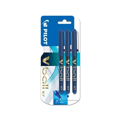 Abbildung von Pilot Vball 7 Tintenroller mit Flüssigtinte, 0,7 mm Spitze, Schwarz, 3 Stück blau