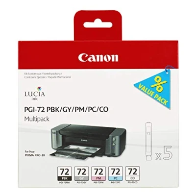 Abbildung von Canon PGI 72PBK/GY/PM/PC/CO 5 farbig Druckerpatrone Multipack (Original)