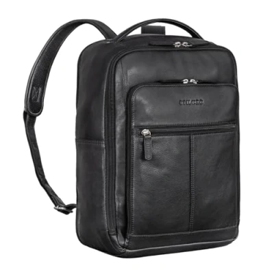 Abbildung von STILORD &#039;Gordon&#039; Rucksack Leder Herren und Damen Messenger Laptop 17 Zoll Lederrucksack Business Herren, Farbe:schwarz