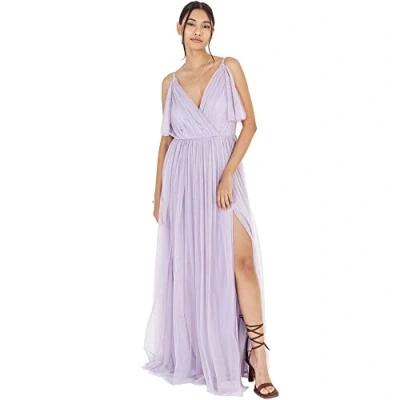 Abbildung von Anaya with Love Damen Ladies Women Dress Maxi Short Sleeve Cami V Neckline Long Length Empire Waist Bridesmaid Wedding Guest Prom Kleid, Moody Lilac, 38