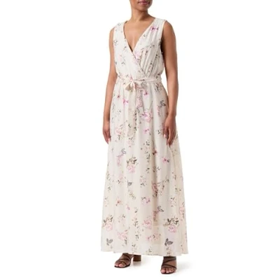 Abbildung von ONLY Damen Sommerkleid Onllucca S/L Long Dress Cs Ptm, Pumice Stone/AOP:OCC. Romantic Garden, M