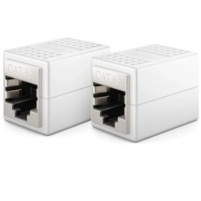 Abbildung von deleyCON 2x RJ45 Patchkabel Kupplung CAT6a 10 GIGABIT LAN Verbinder Netzwerkkabel Ethernet Kabel Adapter Buchse Cat6 Cat7 Cat8 Kompatibel Weiß