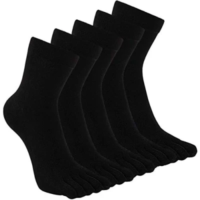 Abbildung von PUTUO Zehensocken Herren Baumwolle Socken mit Zehen, Männer Fünf Finger Sport Schwarz Winter Sneaker 39 44