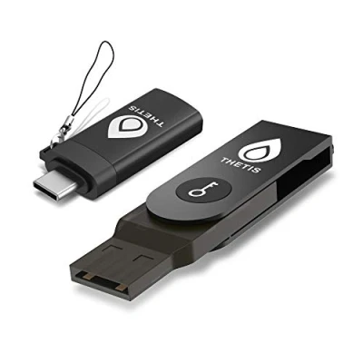Abbildung von Thetis Fido U2F Sicherheitsschlüssel mit Typ C Adapter Zwei Faktor Authentifizierung Extra Schutz und kompatibel Windows/Linux/Mac OS, Gmail, Facebook, Dropbox, SalesForce, GitHub mehr, Black