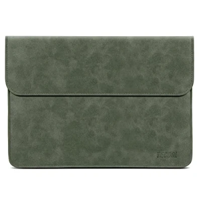 Abbildung von TECOOL 12.3 13 Zoll Laptophülle Tasche MacBook Air Hülle Faux Leder für 2018 2020 2022 M2 A2681/M1 A2337/A1932/A2179, 2016 2022MacBook Pro M1 M2, Dell XPS 13, Surface Pro, Grün