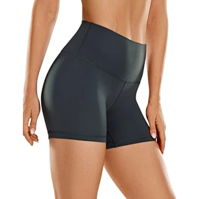 Abbildung von CRZ Yoga Butterluxe Damen Radlerhose Kurze Sporthose High Waist Sommer Shorts Laufshorts Fitness Hose 10cm Melanit 36