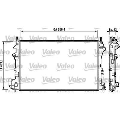 Abbildung von VALEO 732879 Kühler, Motorkühlung Aluminium 649 403 18 Kühlrippen mechanisch gefügt OPEL: Vectra C Caravan, Signum CC, SAAB: 9 3 Saloon, Estate