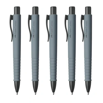 Abbildung von FABER CASTELL 205257 Kugelschreiber Poly Ball Urban Grey, 5 Stück, mit auswechselbarer XB Mine, dokumentenecht