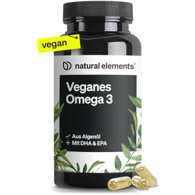 Abbildung von Omega 3 vegan aus Algenöl 90 Kapseln Hochdosiert mit hochwertigem EPA und DHA (in Triglycerid Form) für Veganer, Laborgeprüft, nachhaltig von Natur schadstoffarm