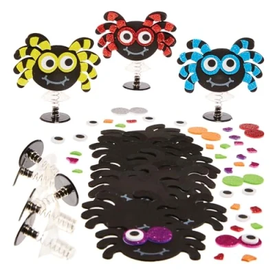 Abbildung von Baker Ross FX197 Springende Spinnen Bastelsets Packung mit 8, Halloween zum Basteln und Spielen für Kinder
