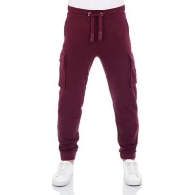 Abbildung von riverso Cargo Jogginghose Herren Baumwolle lang Regular Fit RIVLoris Cargohose Sporthose Trainingshose Freizeithose Taschen Rot M, Größe:M, Farbe:Port Red